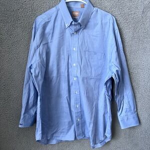 Gitman Bros Dress Shirt Mens 18 32 Blue Tailored Fit‎ Oxford OCBD